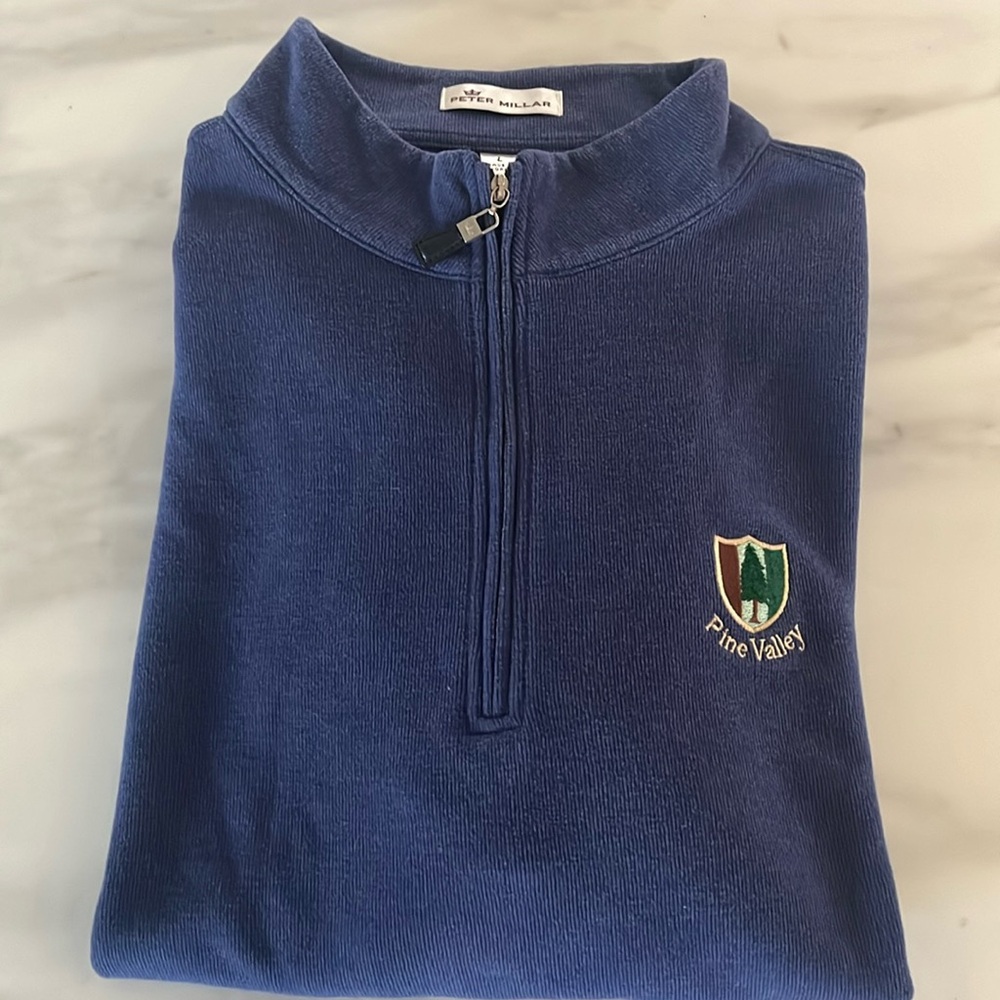 Peter Millar Pine Valley Melange 1/4 zip Pullover- Large